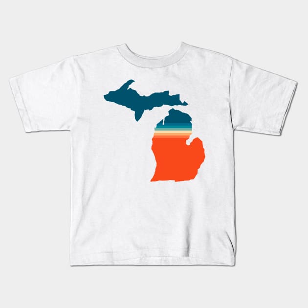 Michigan State Retro Map Kids T-Shirt by n23tees